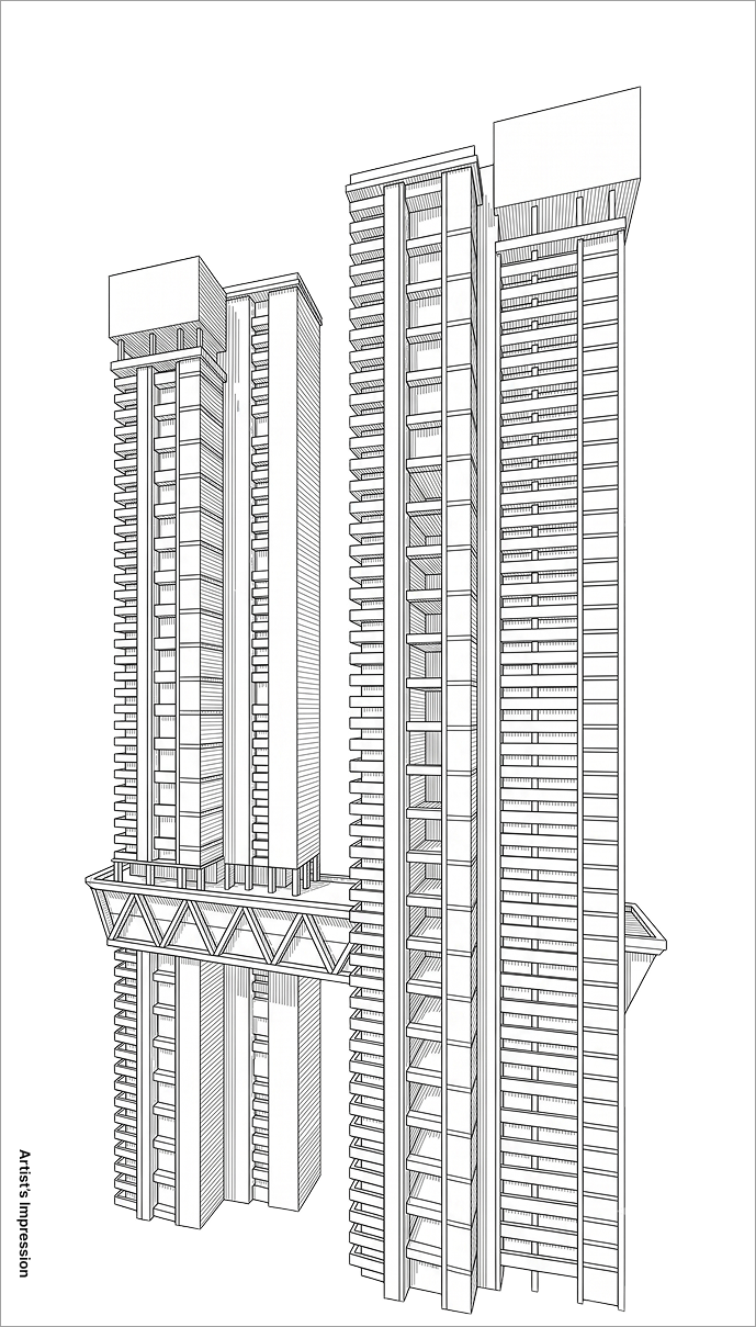 Artist's impression of the two Trump Towers Hyderabad high-rise buildings